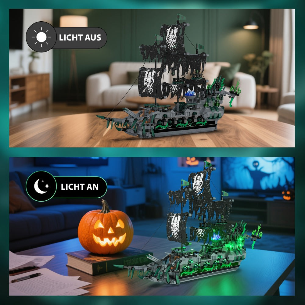 Flying Dutchman Pirate Ship Building Blocks Ghost Ship Model 40001 with LED Lights, Adult Teen Collector Construction Kit — i