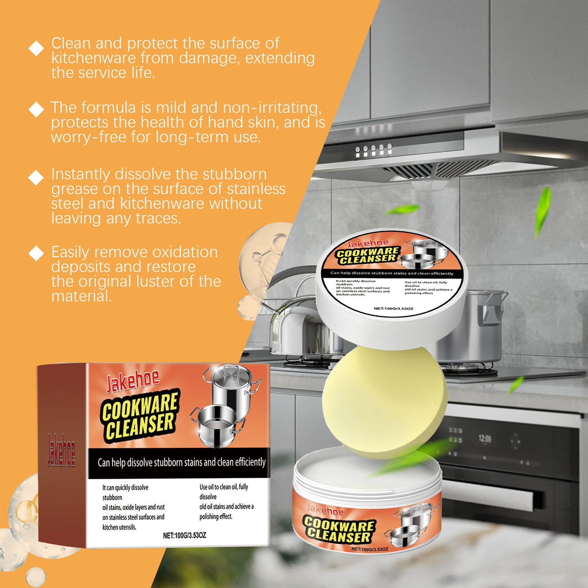Cookware Cleaning Cream Stainless Steel Kitchen Pots Clean Rust, Stain And Fragrance Cleaning Cream