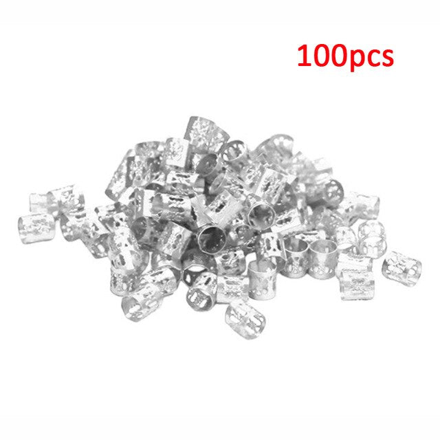 100 Pcs/set 7 Colors Mixed Beads Adjustable Hair Braids Dreadlock Beads Adjustable Hair Braid Rings Cuff Clips Tubes Jewelry - V.I.P Digital Presence