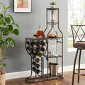 Grey 11 bottle wine grill, 5-layer independent wine rack, with hanging glass rack and storage rack for home wine storage - V.I.P Digital Presence