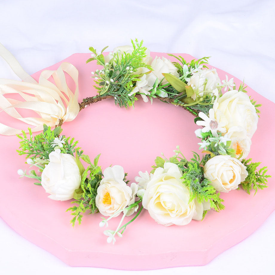 Hawaiian Wreath Bridal Fairy Simulation Starry Sky Flower Headwear Children's Photography Hair Accessories Hair Hoops