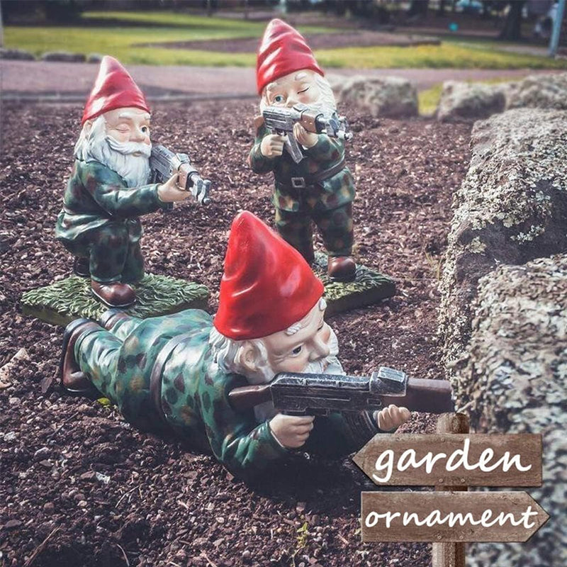 Funny Army Gnome Garden Statue, Resin Desk Ornament, Outdoor Garden Dwarf Decor (3pcs, 2025 New)