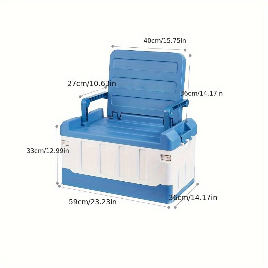 Folding Storage Box & Fishing Stool 2-in-1, Large Portable Organizer with Backrest for Car Trunk — image 8