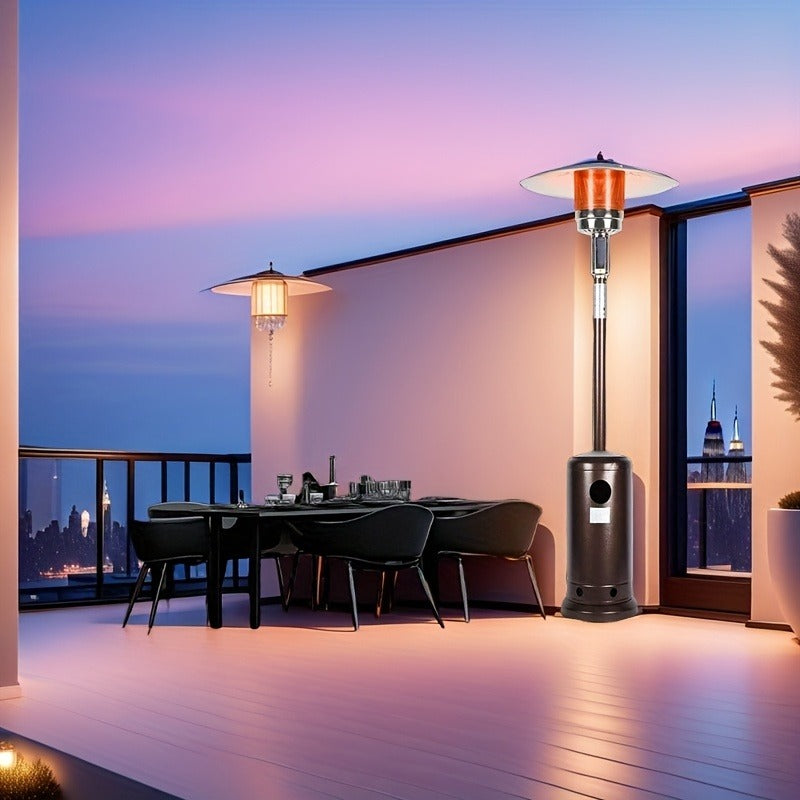 Outdoor Propane Patio Heater 46000 BTU Freestanding Tower with Wheels, Bronze Powder-Coated, Commercial & Residential — image
