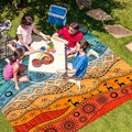 205 x 198cm Picnic Blanket with Orange, Aqua and Black Bohemian Animal Print and Matching Zip Carry Bag — image 1