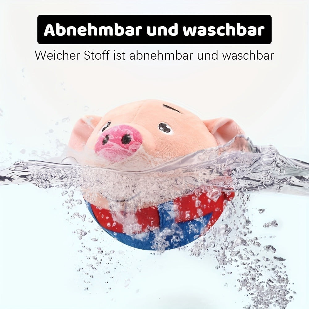 Dog Toy USB-Rechargeable Rolling Pig Plush Ball with Vibration, Swinging and Sound Effects in Two Colors — image 4