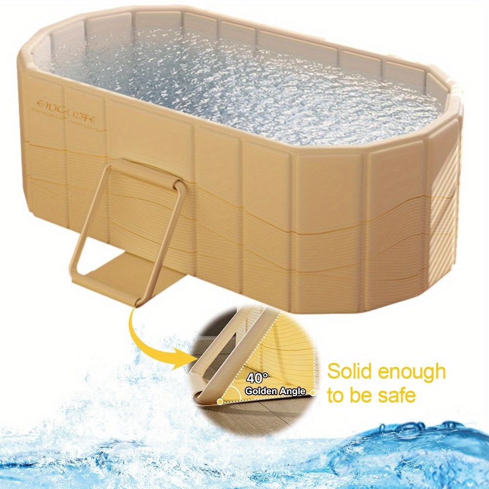 Foldable Portable Hot Tub & Ice Bath Soaking Tub, Large Freestanding Bathtub, Dual Drainage, Home & Outdoor Cold Plunge Tub —