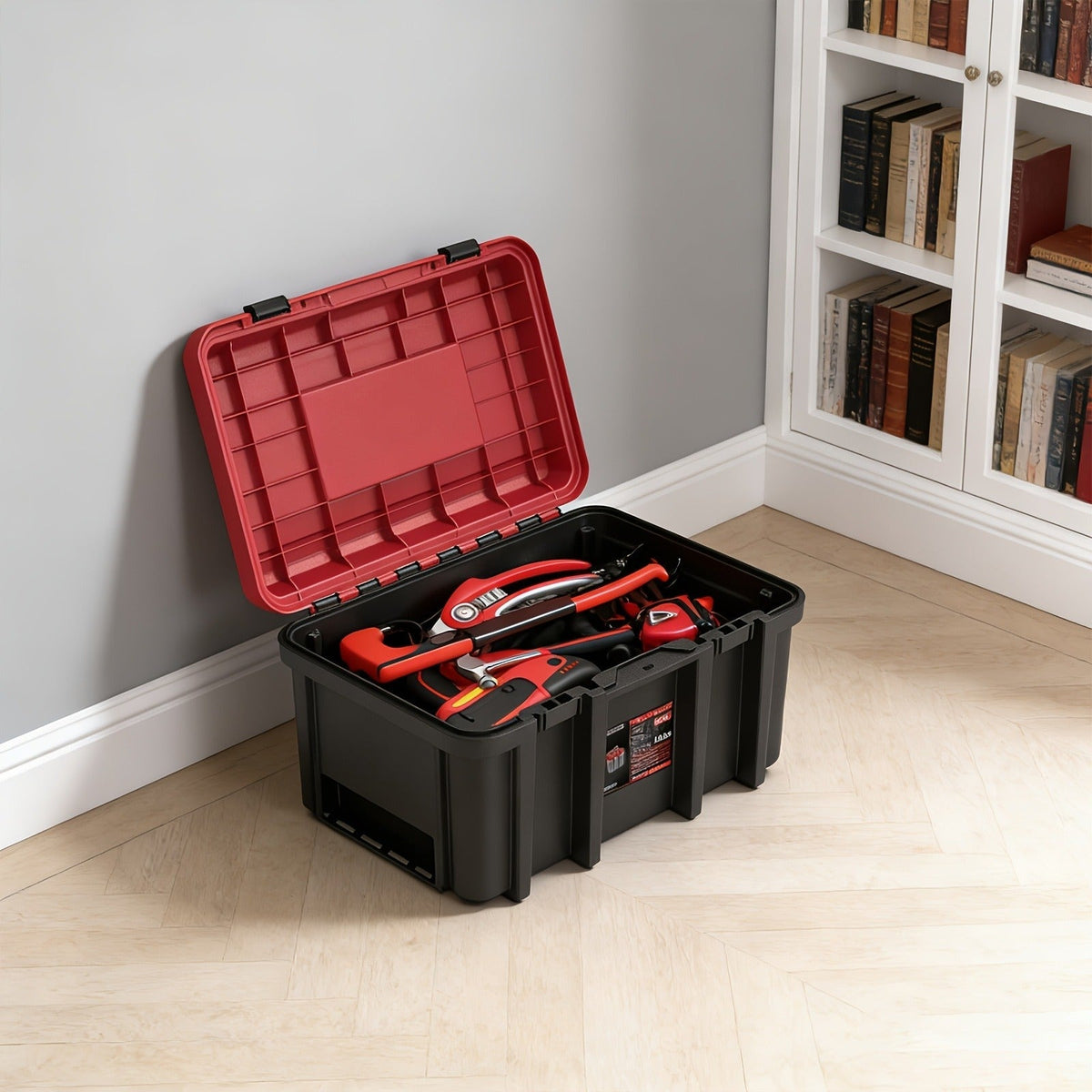 Rolling Tool Box with Wheels 3-Tier Stackable Organizer | Lockable Compartments, Connected Storage, 17" Large Plastic Toolbox
