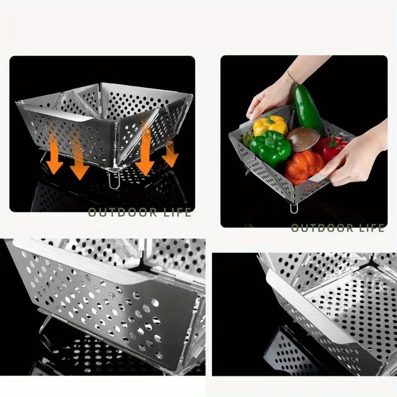 Wood Burning Camp Stove Portable Stainless Steel, Mini Folding Charcoal BBQ Grill, Camping Wood Stove Burner — image 7