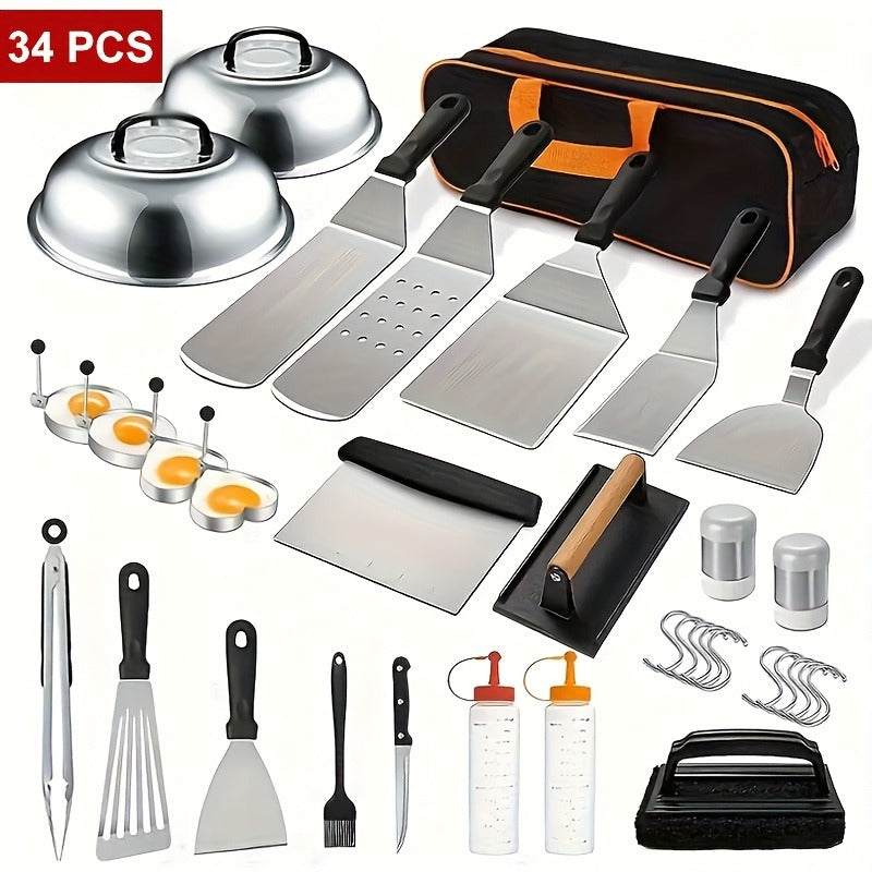 17-, 34- or 41-Piece Teppanyaki BBQ Tool Set with Griddle Spatulas, Press Domes and Carry Bag — image 9