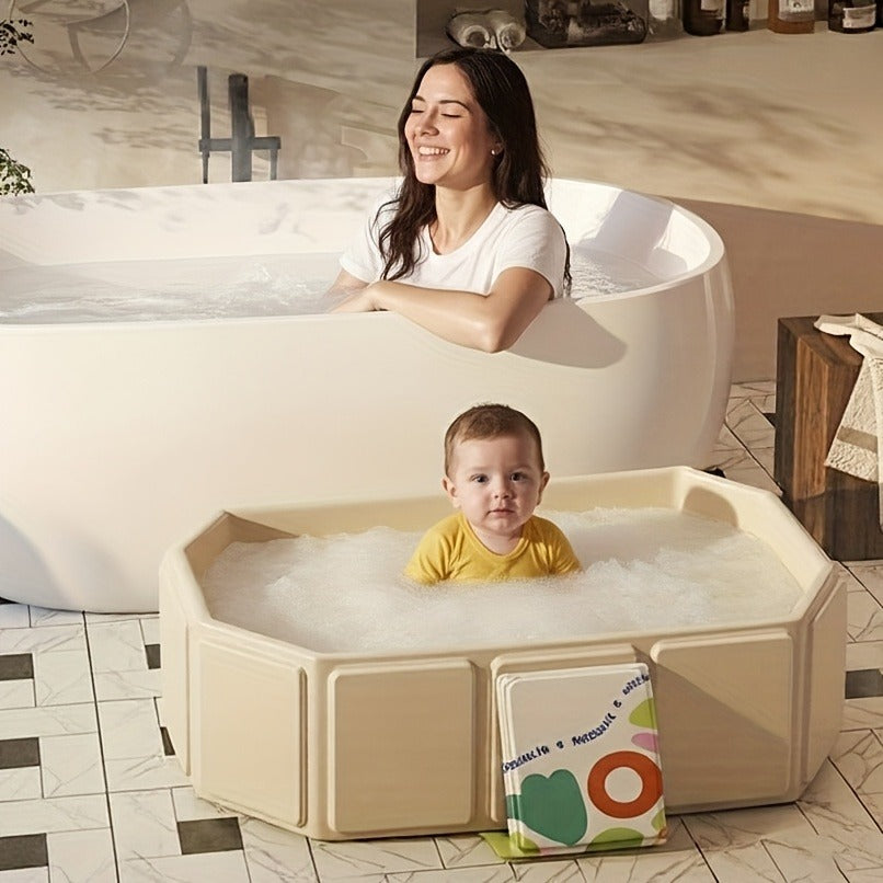Foldable Baby Bathtub Portable Newborn Infant Tub with Drain Hole, Anti-Slip Base & Durable Multi-Functional Design for Home 