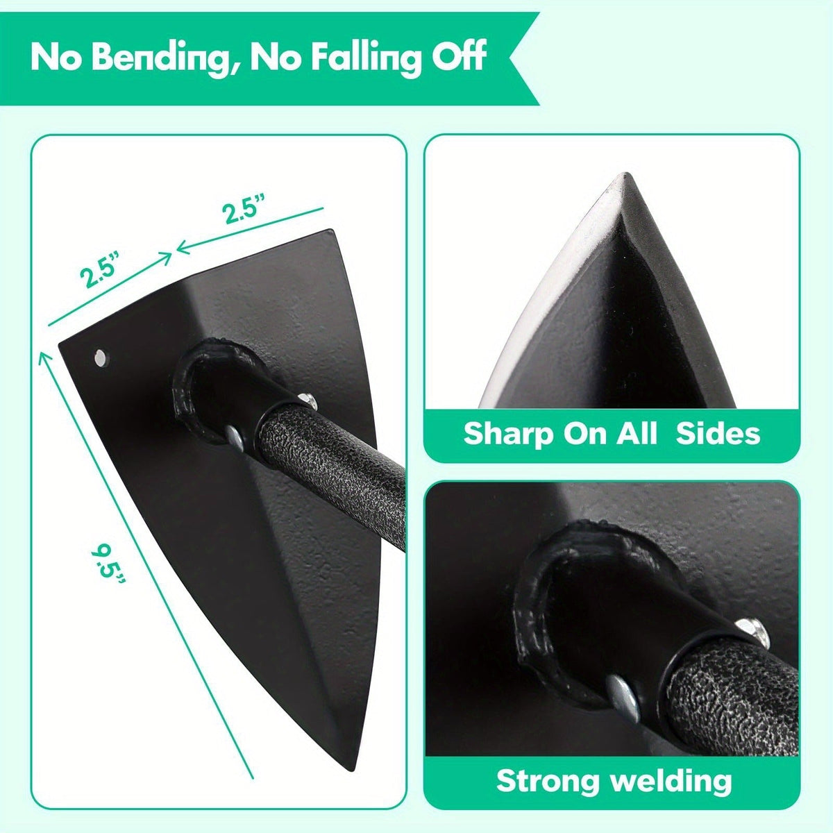 Garden Hoe Triangle Carbon Steel with Adjustable 15-72 Inch Long Handle, Sharp Triangular Blade for Weeding — image 6