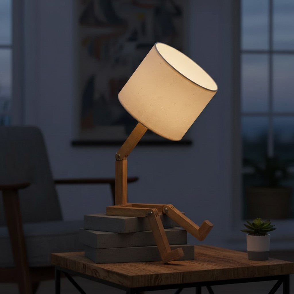 Creative Shape-Changing Wooden Lamp – Foldable Modern Desk Light for Bedroom, Study & Living Room