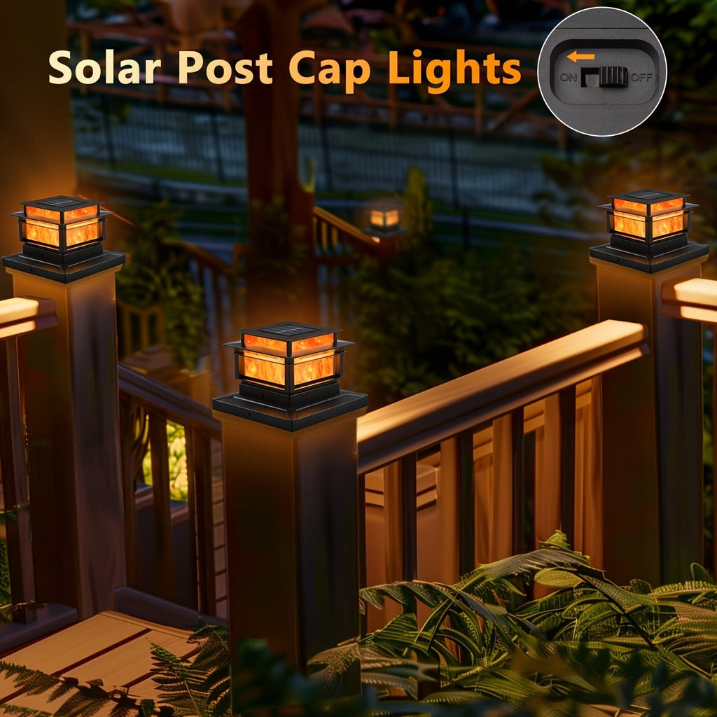 Six-Pack Solar Fence Post Cap Light Set for 4 x 4, 5 x 5 or 6 x 6 Posts with Amber Illumination — image 6