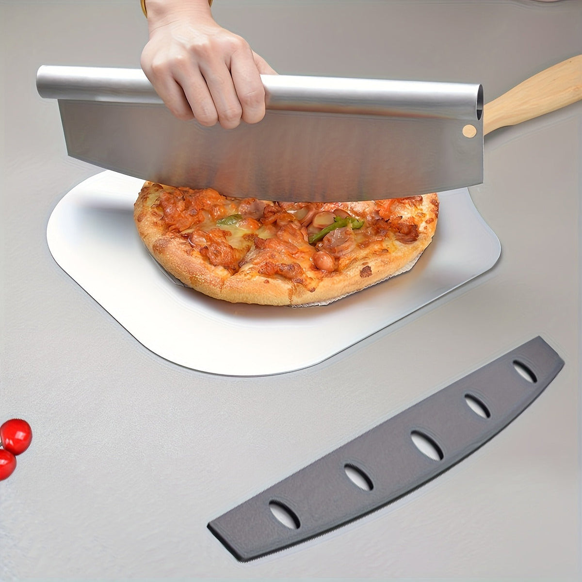 Pizza Stone Set 7-Piece with Tools – Cordierite Baking Stone with Stainless Steel Peel Cutter Brush & Heat-Resistant Gloves |