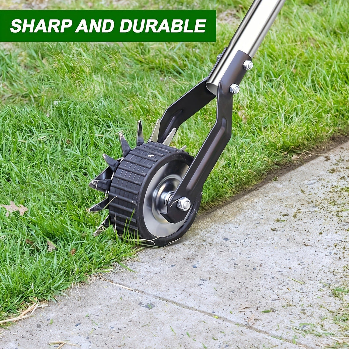 Wheeled Lawn Edger Manual Rotary Trimmer with 3/4-Section Stainless Steel Handle – Walk-Behind Grass Edger for Sidewalk — ima