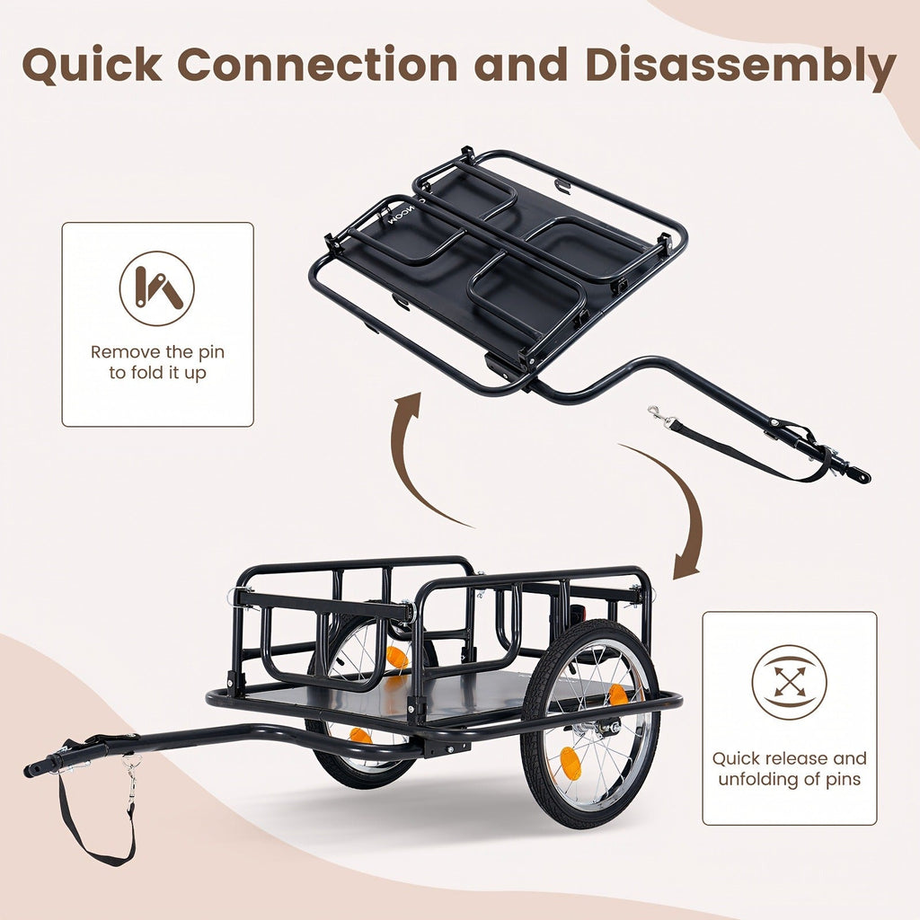 Foldable Bike Cargo Trailer, Bicycle Wagon Cart 176 Lbs Capacity, 16" Wheels, Reinforced Steel — image 7