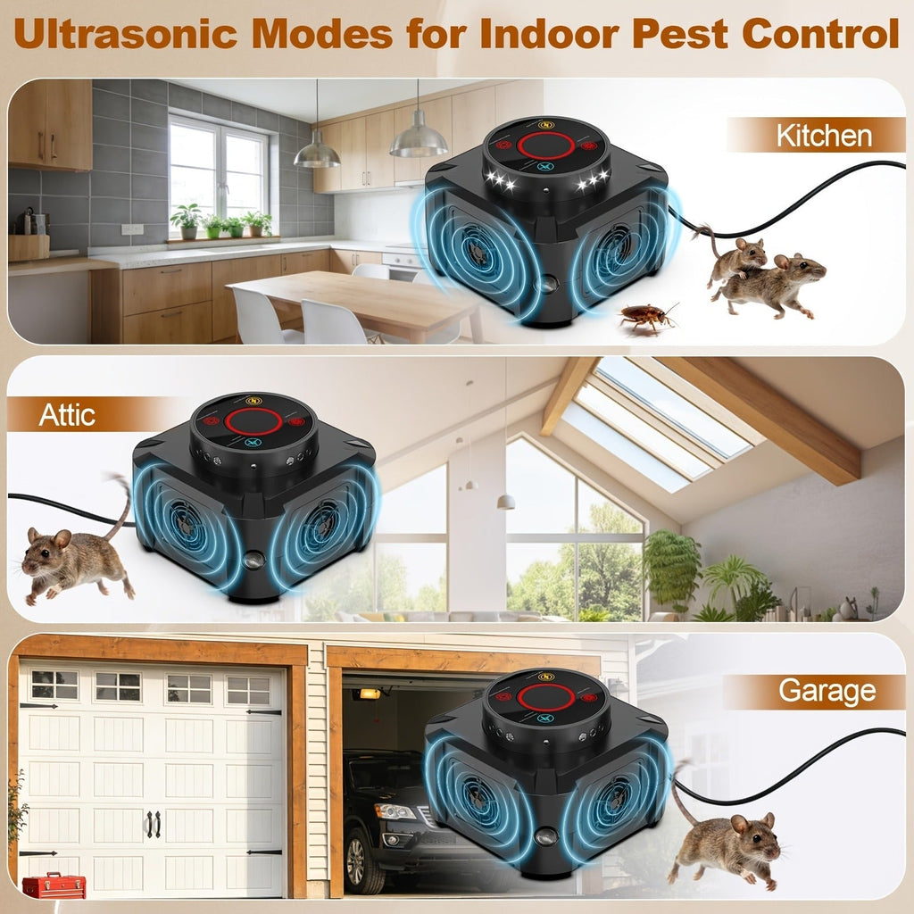 Four-Mode Ultrasonic Pest Control Device with 12 LED Strobes, Independent Switches and One or Two-Pack Options — image 7