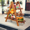 Cake Stand 3 Tier Wooden Serving Tray Farmhouse Dessert Display Cupcake Tower Bread Basket Collapsible Tiered Platter for Wed