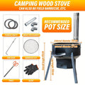 Round Wood-Burning Camp Stove Set with Chimney Pipe, Tripod Legs and 13.78- or 16.93-Inch Diameter Options — image 1