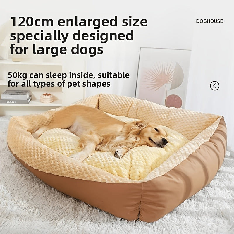 Blue-Gray Dog Bed Couch with Raised Back and Side Bolsters in Four Sizes, Plus One Random Cat Teaser — image 19