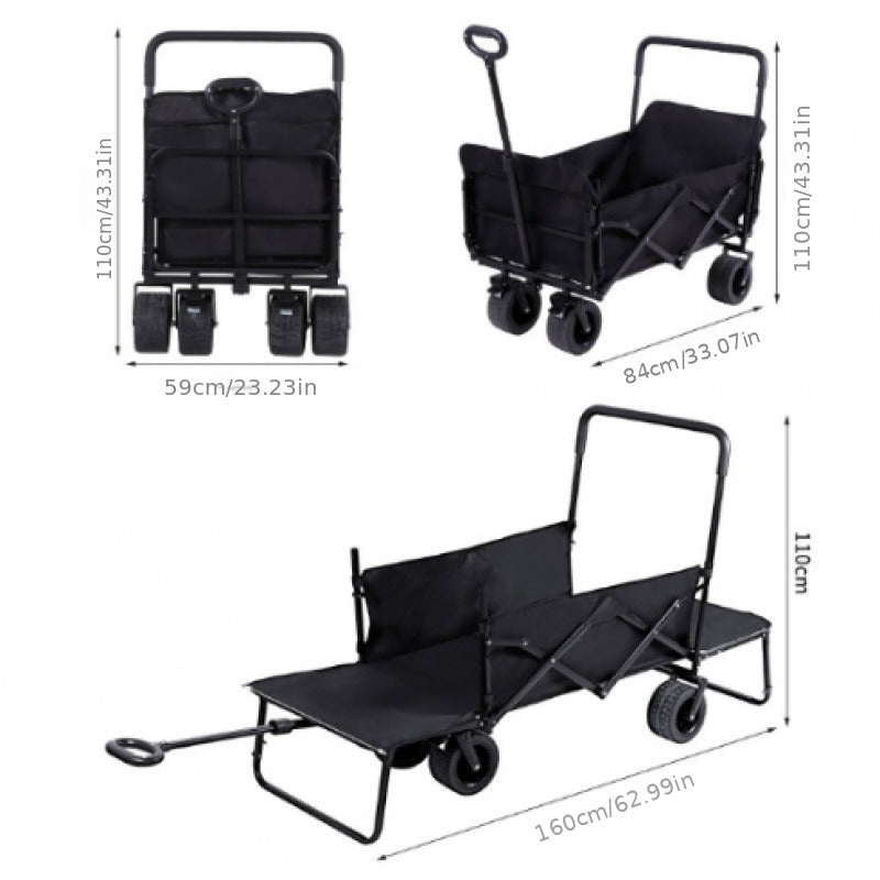 Foldable Utility Wagon Cart 550 lbs, Collapsible Outdoor Cart with Bench Seat & All-Terrain Wheels — image 8