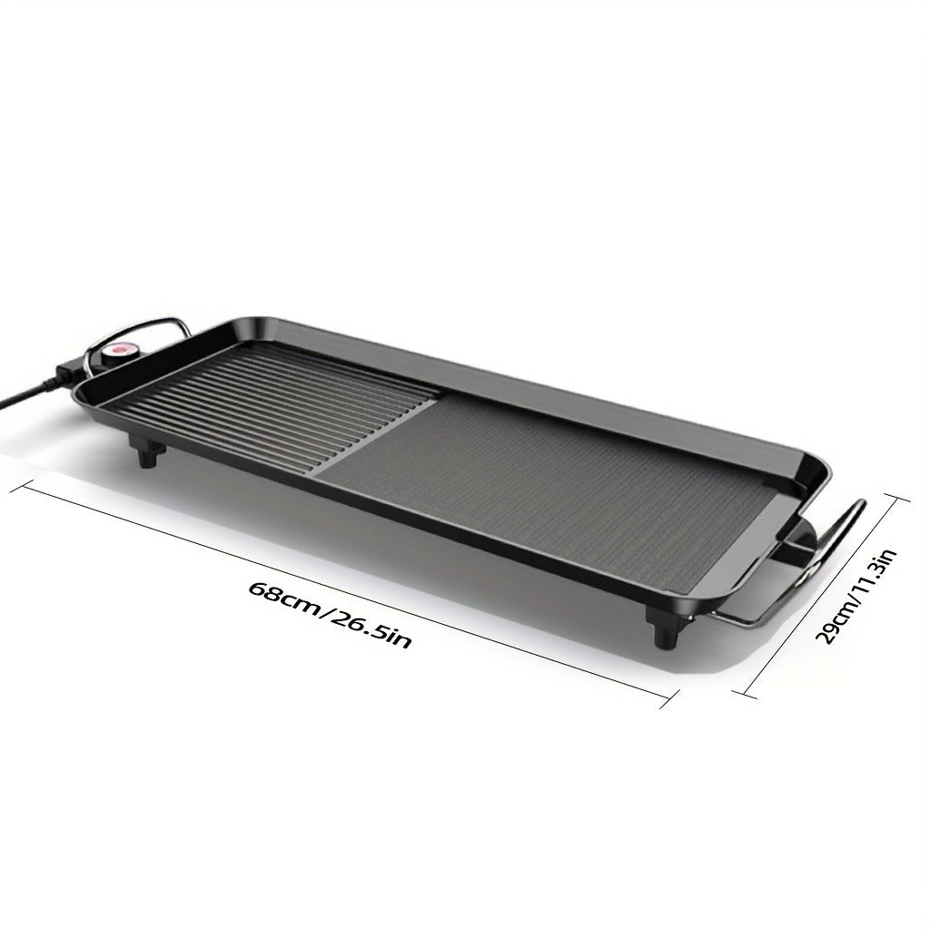Electric Griddle 1500W Non-Stick Oblong Baking Pan 5-Speed Temperature Control Smokeless Indoor Grill for Eggs Vegetables BBQ
