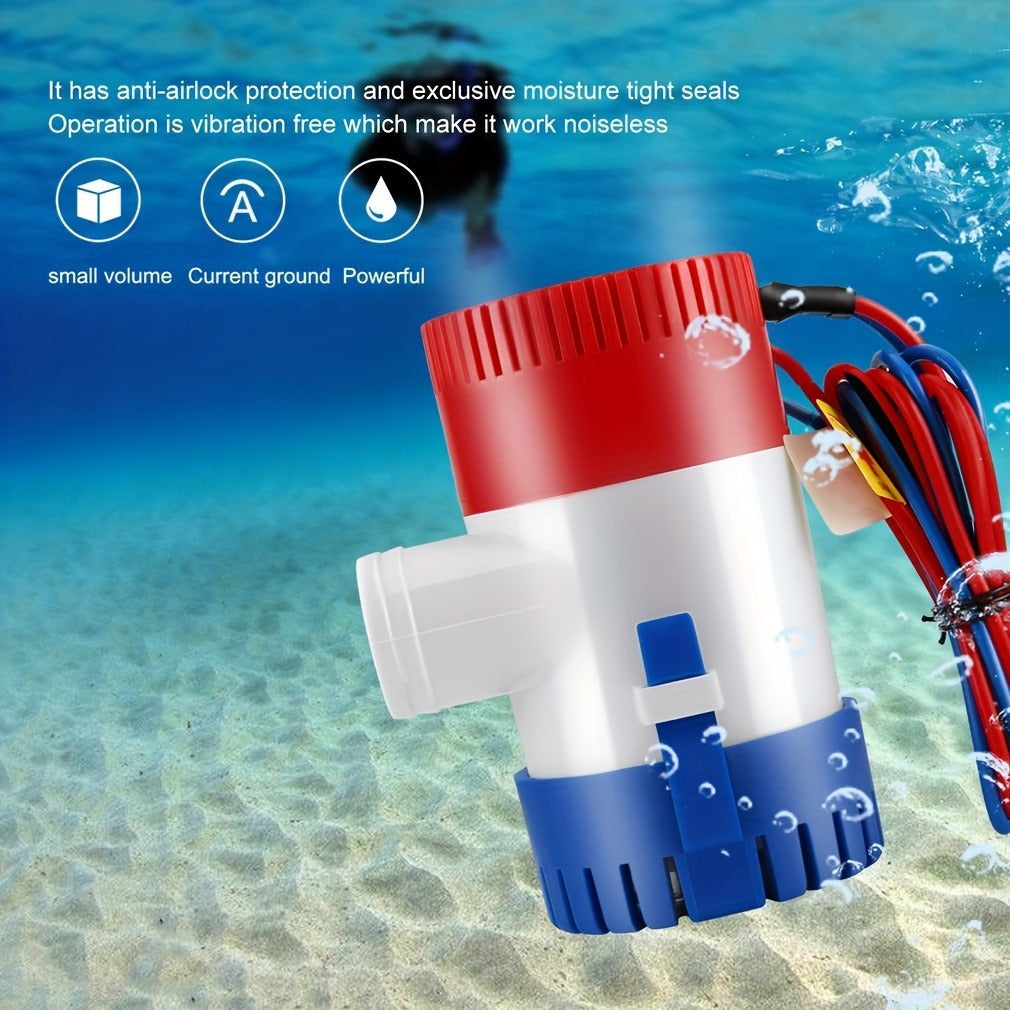 12V 1100GPH-Label Submersible Bilge Pump with Cylindrical Strainer and Side Outlet for Boat or RV Drainage — image 7