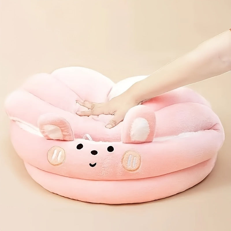 Plush Cave Dog Bed with Padded Rim, Large 21.7 x 20 x 17.7-Inch Size and Three Color Options — image 1