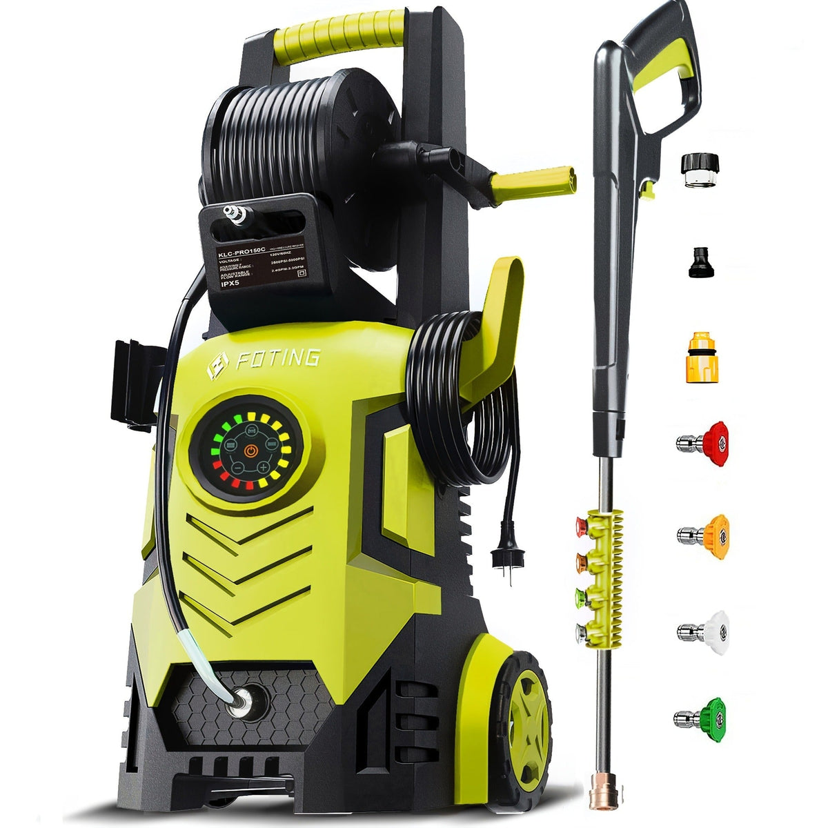 Pressure Washer 5000PSI Electric Power Washer 2.4-3.6GPM Adjustable 8-Level Touch Screen 34" Tall for Garden, Patio and Yard 