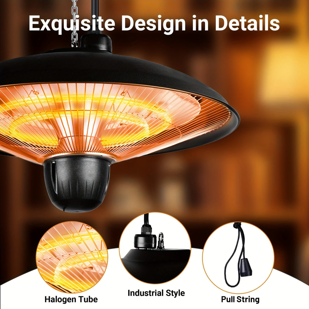 Infrared Patio Heater 1500W Ceiling Mount Electric Outdoor Heater with 3 Heat Settings 600W/900W/1500W — image 7