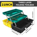 Portable Toolbox Organizer with Tray & Dividers – 17/21 Inch Heavy-Duty 3-Layer Folding Tool Storage Box for Home, Garage & W