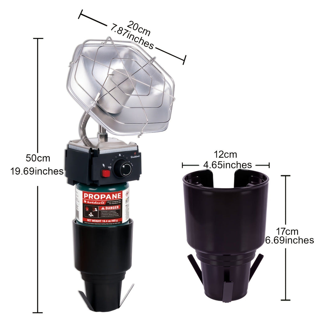 Golf Cart Heater 8520 BTU Portable Propane Catalytic Burner with Cup Holder Mount, Pulse Ignition — image 7