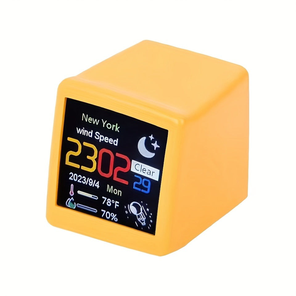 WiFi Weather Station Desktop Clock – Mini Smart Display Temperature Humidity Atmospheric Pressure Wind Speed GIF Animation — 