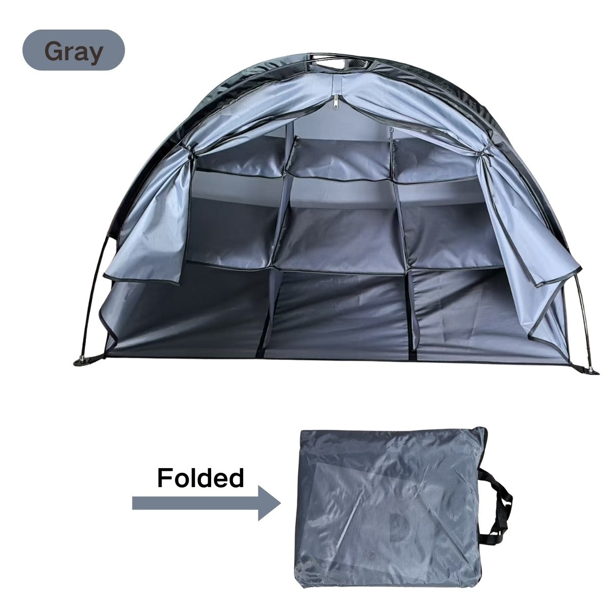 Camping Tent Organizer 9-Shelf with Zippered Flap – Hanging Storage Rack for Shoes, Gear & Dining, Fits Most Tents, Brown & G