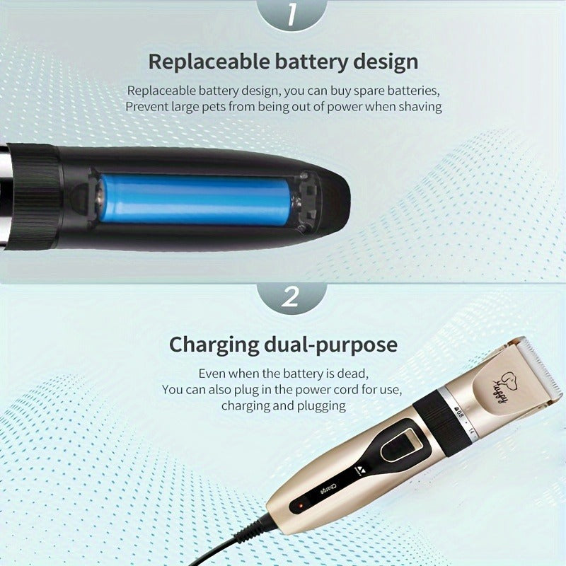 Pet Hair Clipper Kit with Five Guide Combs and Adjustable Blade — image 13