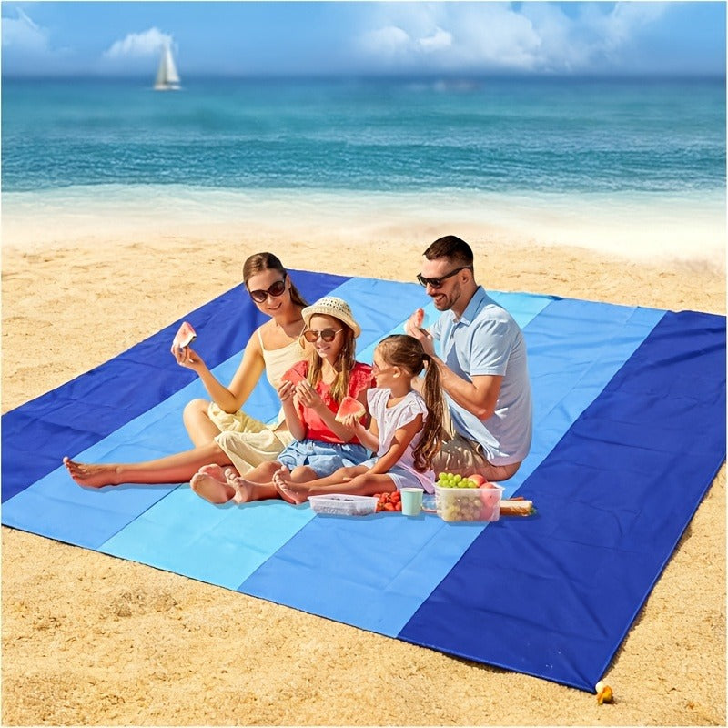 Gradient Beach Mat with Purple-to-Blue Design, Corner Loops, Drawstring Pouch, Stakes and 1- or 2-Piece Packs — image 8