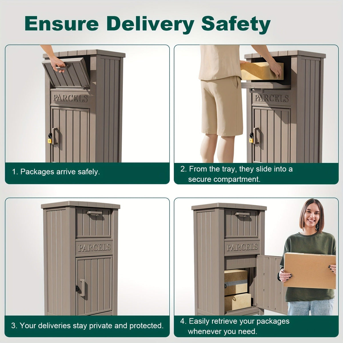 Tall Light-Brown Parcel Outdoor Storage Box with a Drop Compartment — image 6