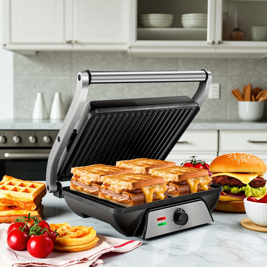 Sandwich Maker 3-in-1 Mini Indoor Grill & Panini Press, Non-Stick 180° Opening, Floating Hinge, 60-Min Timer — image 11