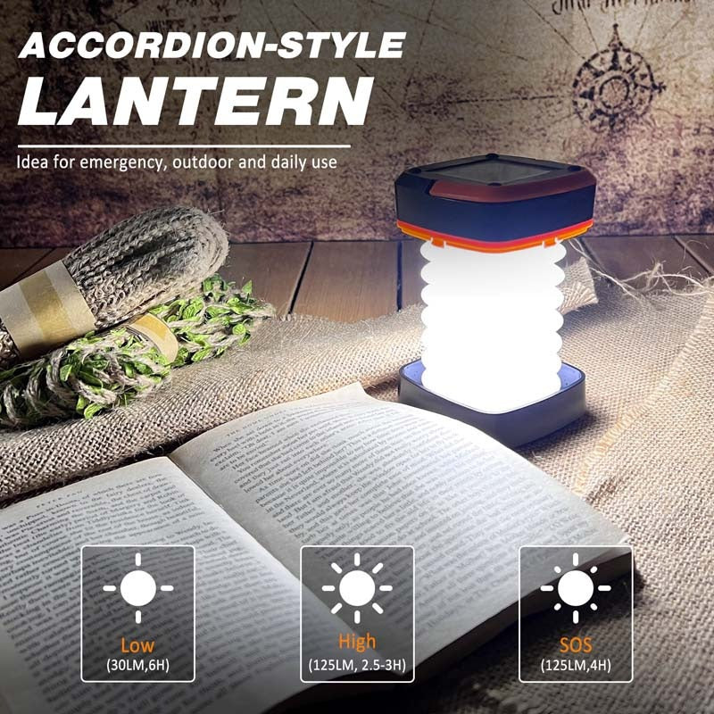 2-Pack Portable Folding Solar Camping Lantern, Mini USB Rechargeable, IPX4 for Indoor & Outdoor Camping — image 6