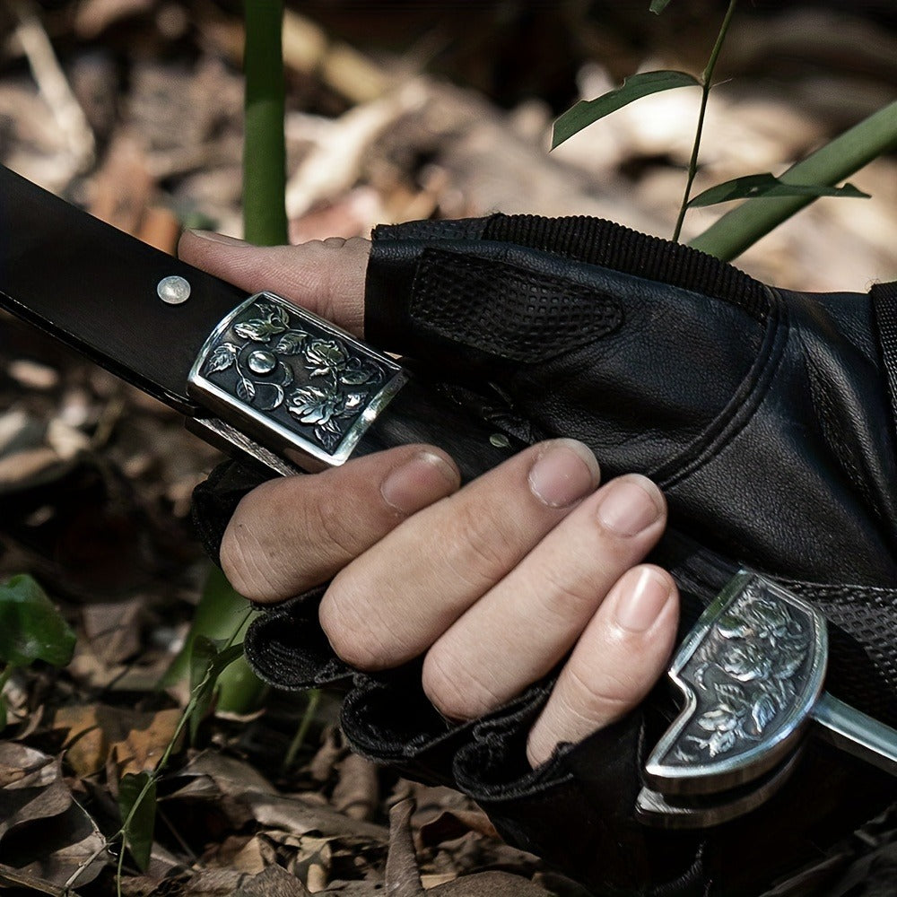 Folding Sickle Stainless Steel Flat Edge Blade with Black Wood Handle & Double Bolsters for Garden, Patio and Yard Use — imag