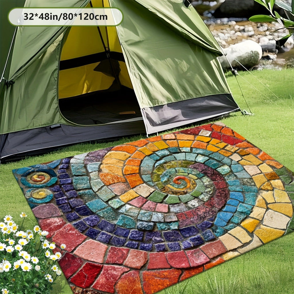 Area Rug Multicolor Mosaic Indoor Outdoor Mat with Rubber Backing and Five Washable Size Options — image 11