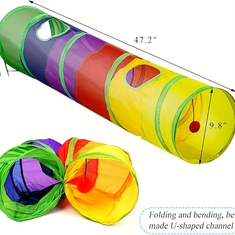 Cat Toy Rainbow Tunnel in S-Shaped or Three-Way Layouts with Peek Holes, Ball and One or Two-Pack Options — image 4
