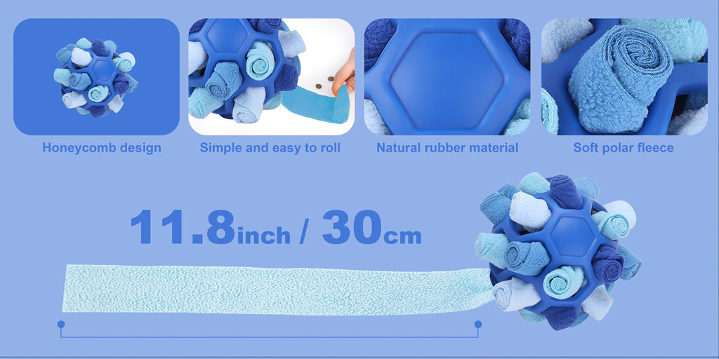 Dog Toy Fabric Snuffle Ball Treat Dispenser and Slow Feeder in Five Colors for Dogs and Puppies — image 11