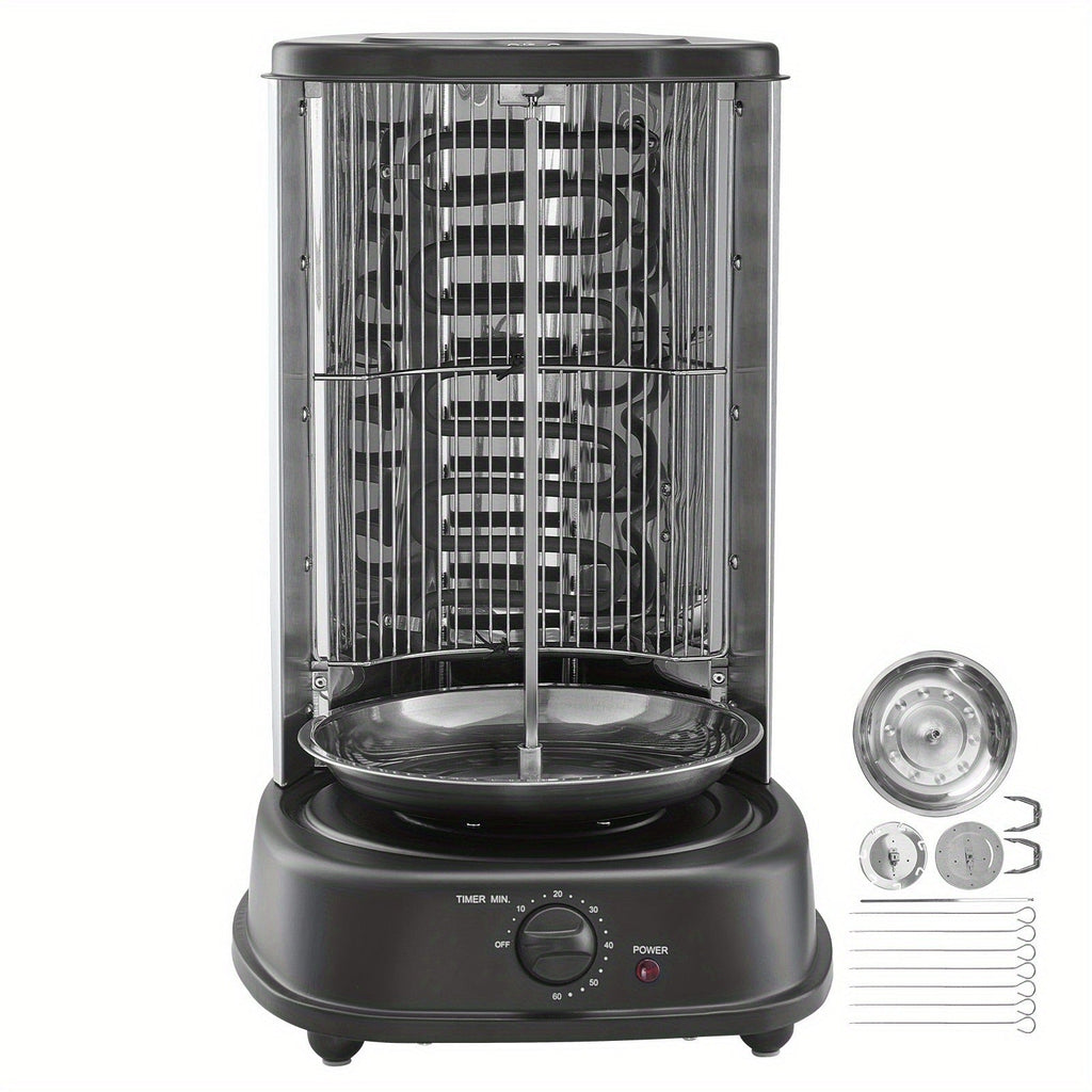 Vertical Shawarma Grill Machine, Electric Gyro Rotisserie Oven with Countertop Broiler for Home Cooking, Dining and Outdoor M