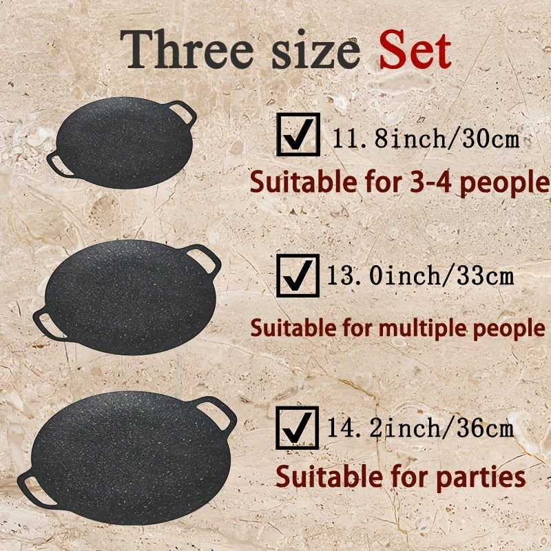 Korean BBQ Grill Pan Cast Iron 3-Piece Set, Non-Stick Portable Fry Pan for Indoor & Outdoor Use, Even Heat — image 7
