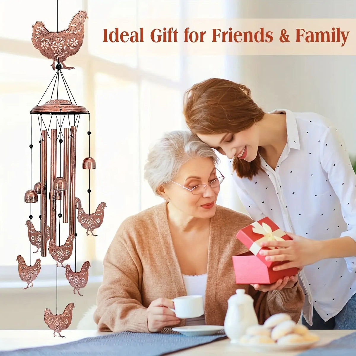 Wind Chime Outdoor Chicken Farmhouse Decor – Aluminum Tube Soothing Sound Garden Porch Patio Hanging Ornament — image 7
