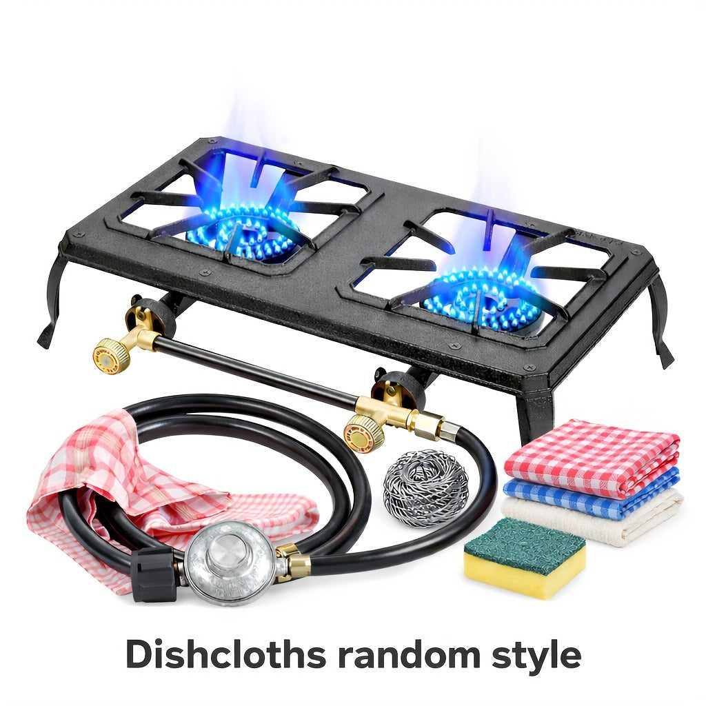 Propane Camping Stove High BTU Outdoor Gas Cooker Single or Double Burner CSA Listed Regulator Hose for Garden, Patio and Yar