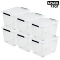 72QT or 97QT Stackable Storage Container Sets with Latching Lids in Clear, Pink/White or Gray/Yellow — image 2