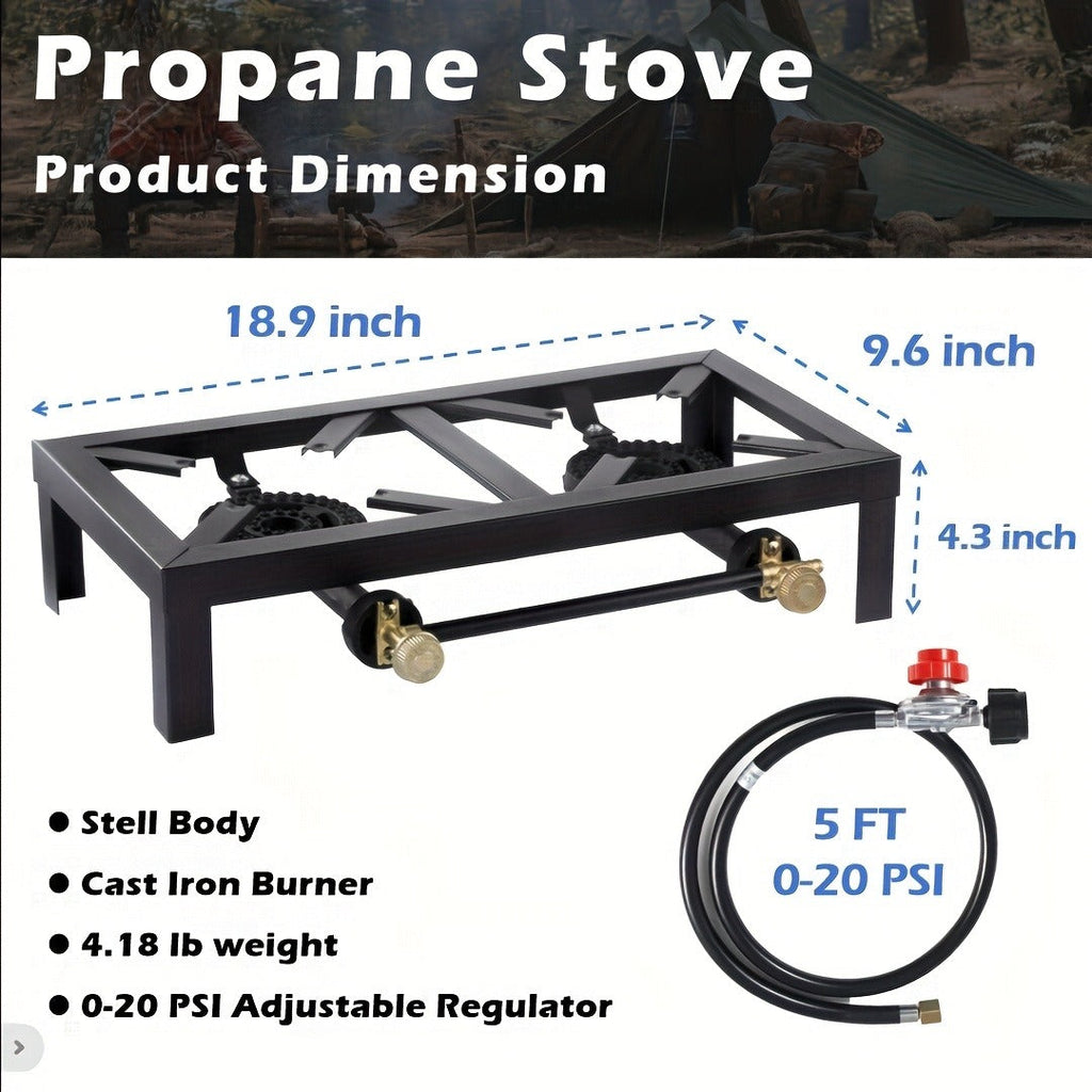Portable Propane Burner Stove in Single or Double Burner Options with Hose and 20 PSI Regulator Shown — image 8